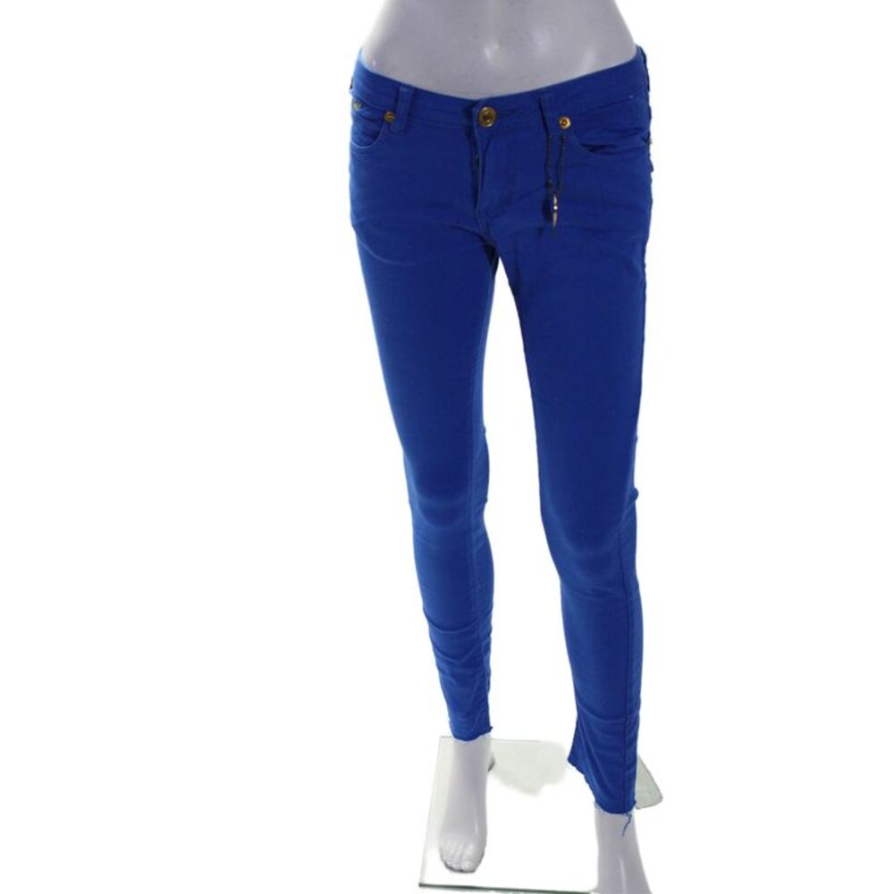 Robins Jean Women's Midrise Five Pockets Embellish Skinny Pants Blue Size 27